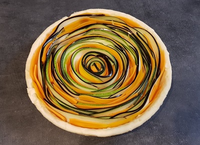 tarte légumes en spirale au peche gourmand avant cuisson